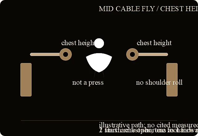 Cable fly verified exercise line-art diagram.
