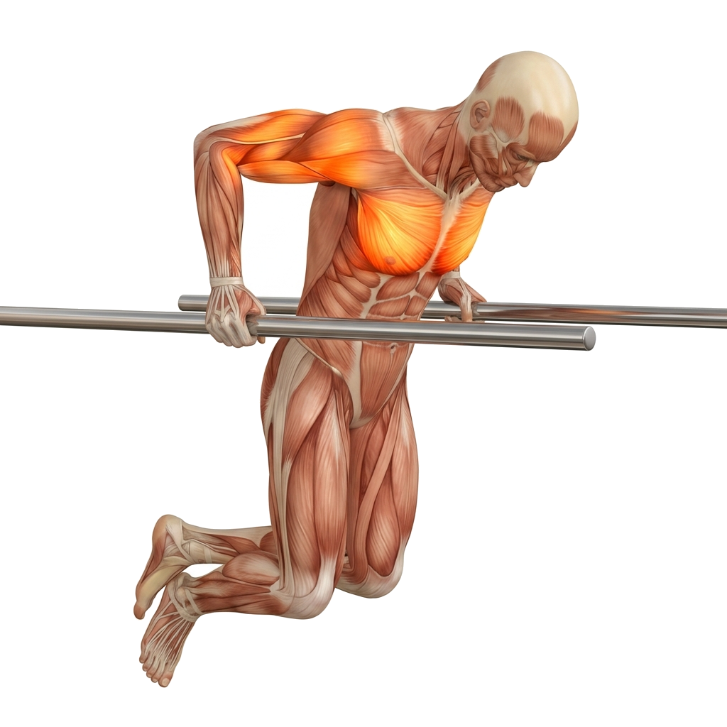 Chest dip anatomy diagram.