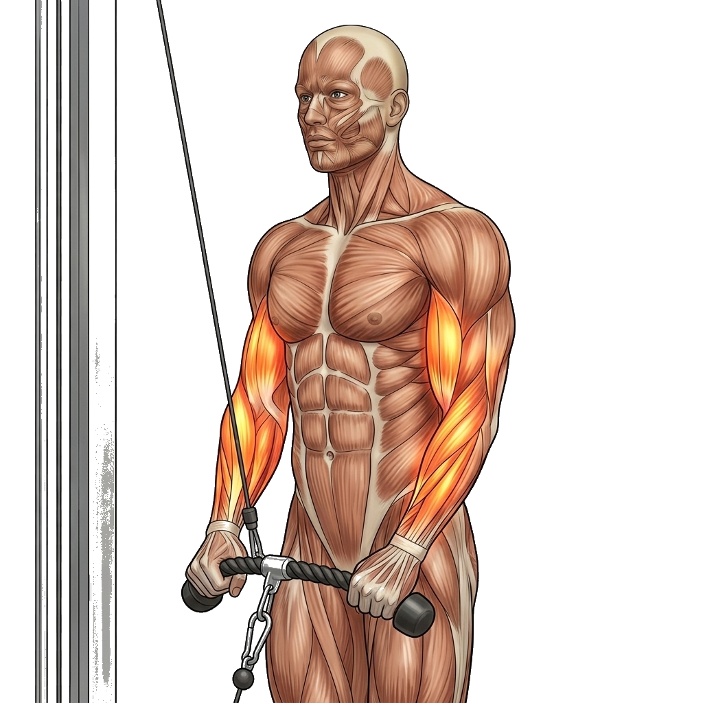Rope cable curl anatomy diagram.