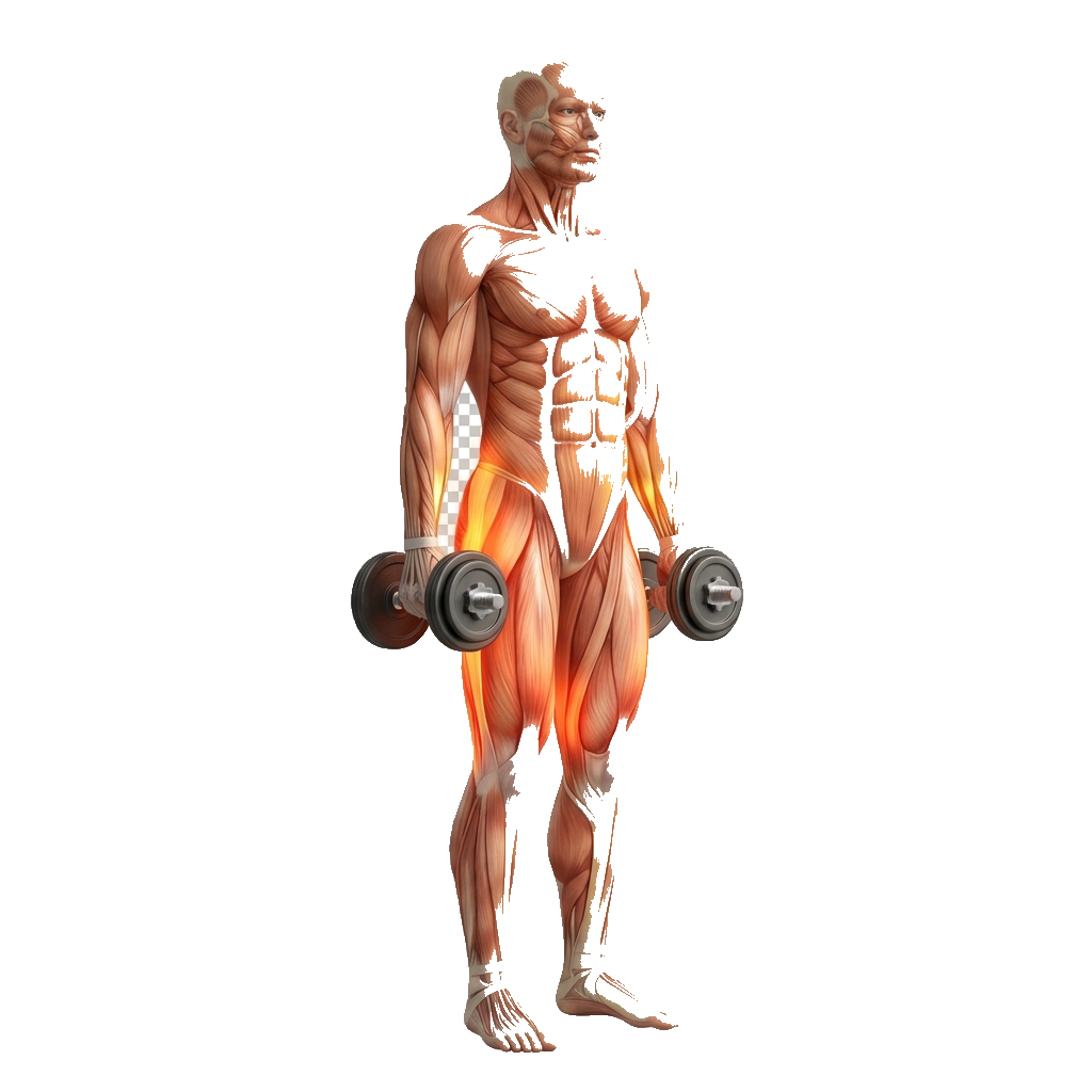 DB Romanian deadlift anatomy diagram.
