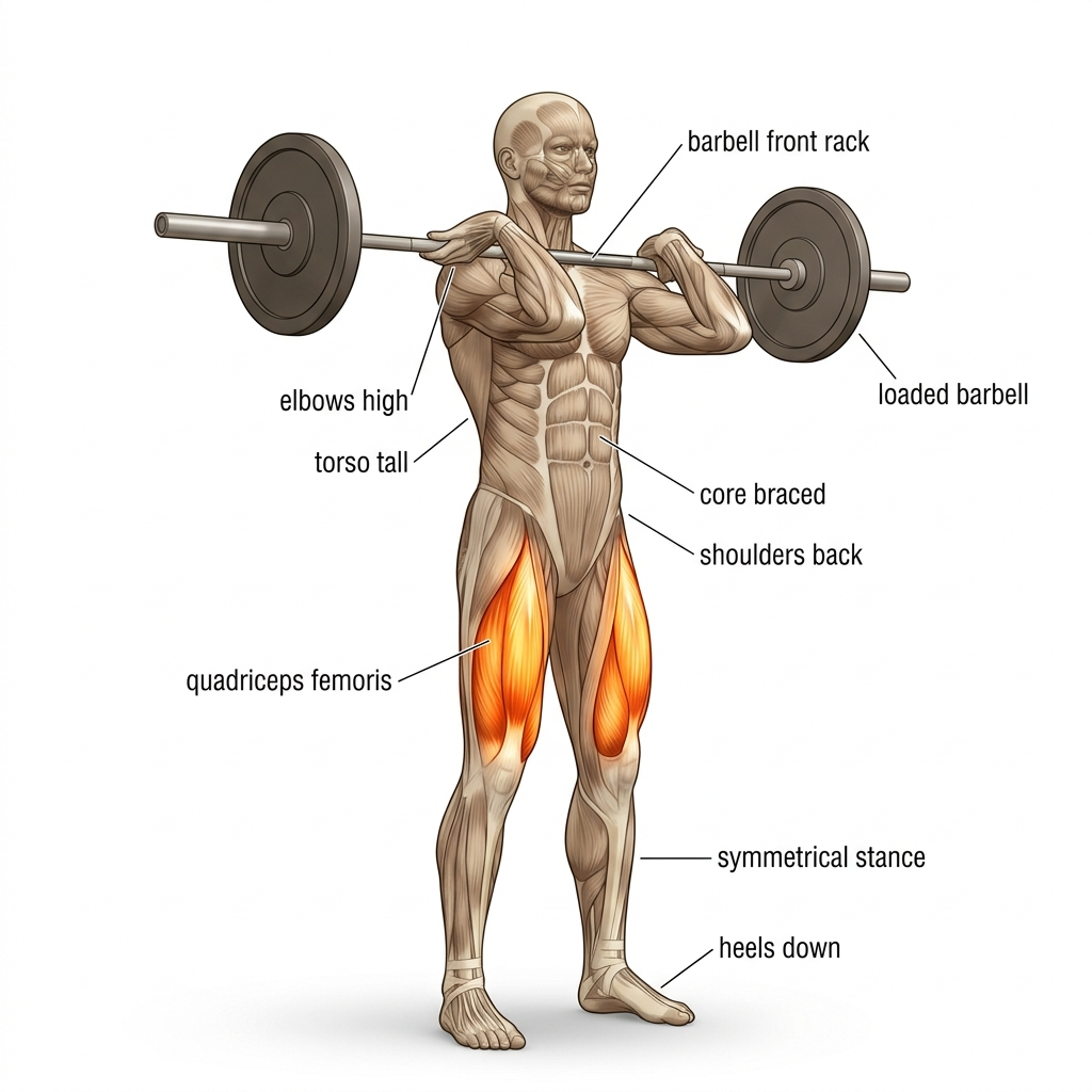 Front squat anatomy diagram.