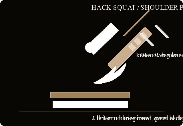 Hack squat verified exercise line-art diagram.