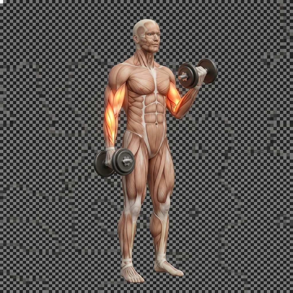 Hammer curl anatomy diagram.