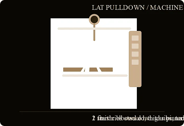 Lat pulldown verified exercise line-art diagram.