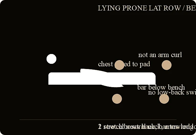 Lying Prone Lat Row verified exercise line-art diagram.